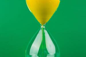 Hourglass The process of time running out The rule of limited time photo