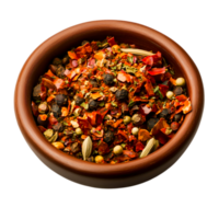 Colorful Blend of Aromatic Spices in a Brown Bowl for Culinary Inspiration png