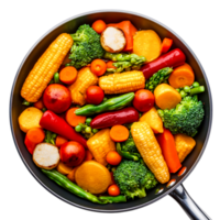 Colorful Assortment of Fresh Vegetables in a Nonstick Pan Ready for Cooking png