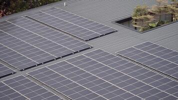 Solar panels installed on modern building rooftop video