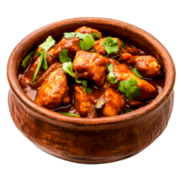 Mouthwatering Chicken Dish in Traditional Clay Pot with Fresh Herbs and Spices png