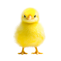 Cute fluffy yellow chick standing and looking inquisitively at the viewer with bright eyes png