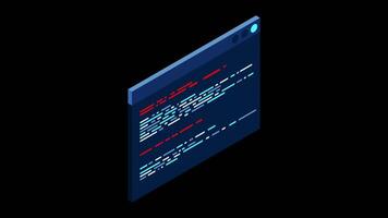 Isometric coding screen animation. Coding programming technology. Programming concept. Technology animation. Transparent background with alpha channel. video