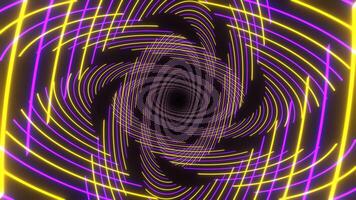 Purple and Yellow Flashing Neon Spiral Background VJ Loop in 4K video