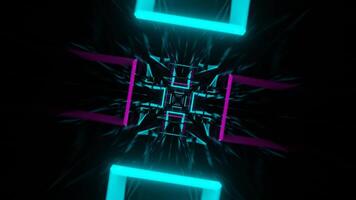 Pink and Cyan Neon Flashing Mirrored Tunnel Background VJ Loop in 4K video