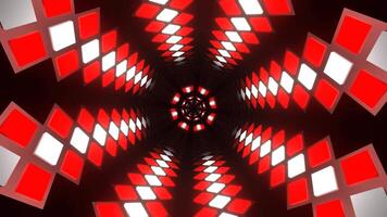 Red and White Neon Rhomboids Motion Tunnel Background VJ Loop in 4K video