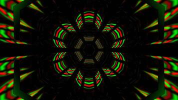 Green and Red Hexagonal Neon Mirrored Tunnel Background VJ Loop in 4K video