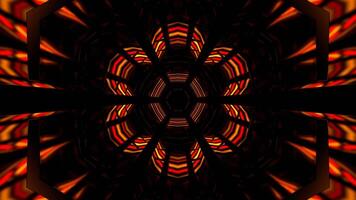 Red and Orange Hexagonal Neon Mirrored Tunnel Background VJ Loop in 4K video