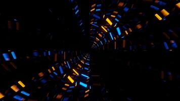 Orange and Blue Neon Circles Mirror Tunnel Background VJ Loop in 4K video
