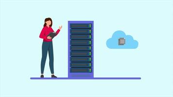 Animated of cloud data center goals. Data Center concept. Full length animated illustrations. High quality 4k footage video