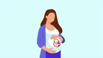 Animated of goal pregnant mother. Pregnant Mother concept. Full length animated illustrations. High quality 4k footage video