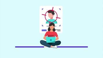 Animated of goal female human resource admin. Human Resources concept. Full length animated illustrations. High quality 4k footage video