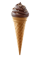 A chocolate ice cream cone with sprinkles on top png