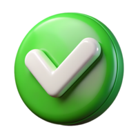 3D Green Checkmark in Circle Approval Icon for UI UX Design on Transparent Background png
