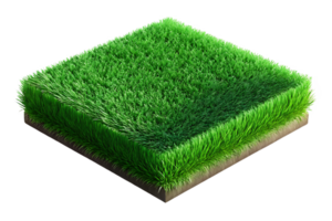 3D Isometric Green Grass Tile Realistic Grass Patch Isolated on Transparent Background png