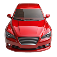 3D Red Sedan Car Front Top View Realistic Render on Transparent Background png