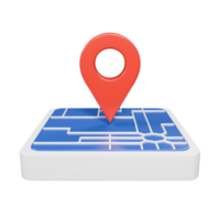 rouge GPS carte marqueur 3d rendre icône illustration avec carré Plans png