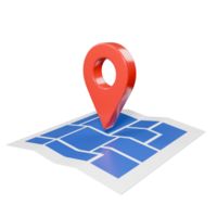 la perspective rouge GPS carte marqueur 3d rendre icône illustration avec Plans png
