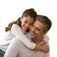 A man and a little girl are hugging each other png