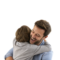 A man and a boy are hugging each other png