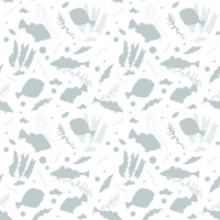 seamless sea pattern , transparent fish and algae no background for fabric , wrapper and other design png