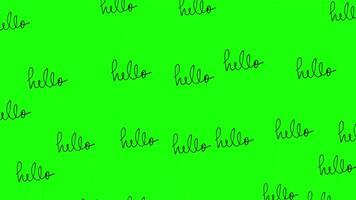 text hello on green screen animation video