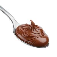 Melted chocolate in a spoon isolated on white photo