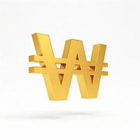 A shiny golden won symbol isolated on white photo