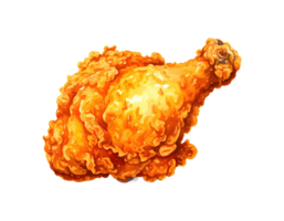 Juicy and crunchy fried chicken in artistic watercolor style png