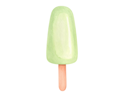 Refreshing frozen treat painted in a soft and whimsical watercolor style. png