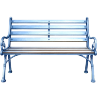 A blue bench with a white stripe on it png