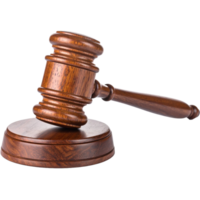 A judge's gavel on a wooden stand png