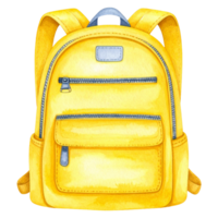 A yellow backpack with a zipper on the front png