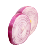 Red Spanish onion slices in stack isolated in file format png