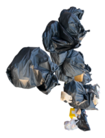 Waste in black plastic bag at garbage dump isolated with clipping path in file format png