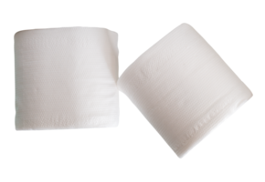 White tissue paper or toilet paper in rolls isolated with clipping path in file format png