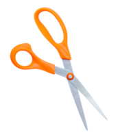 A pair of multipurpose scissors with orange handle isolated with clipping path in file format png