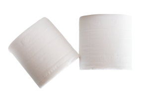 Rolls of white tissue paper or toilet paper isolated with clipping path in file format png