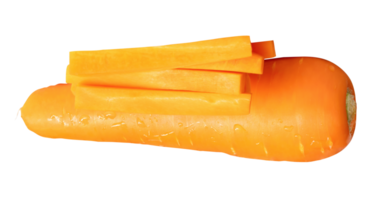 Orange carrot with slices in stick shape in stack isolated with clipping path in file format png
