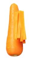 Top view of orange carrot with slices in stick shape in stack isolated with clipping path in file format png