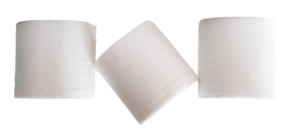 Rolls of white tissue paper or toilet paper in stack isolated with clipping path in file format png