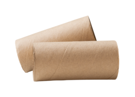 Two tissue paper cores or tubes in horizon isolated with clipping path in file format png