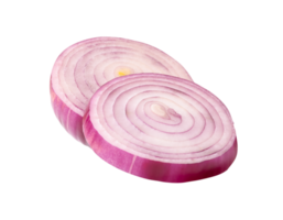 Spanish onion or red onion slices in stack isolated in file format png