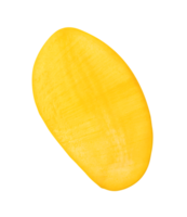Ripe yellow mango fruit in vertical half isolated with clipping path in file format png