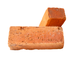 Two old orange bricks isolated with clipping path in file format png