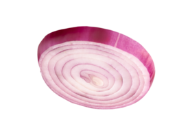 One Spanish onion or red onion slice isolated with clipping path in file format png