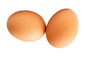 Two cream chicken eggs in stack isolated with clipping path in file format png