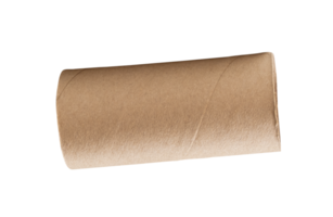 One tissue paper core or toilet paper tube after used out of paper isolated with clipping path in file format png