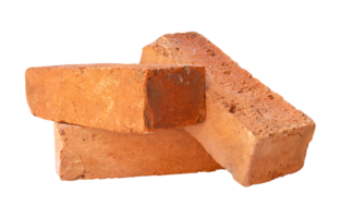 Cracked old red or orange bricks isolated with clipping path in file format png