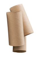 Three tissue paper cores or toilet paper tubes after used out of paper in stack isolated with clipping path in file format png